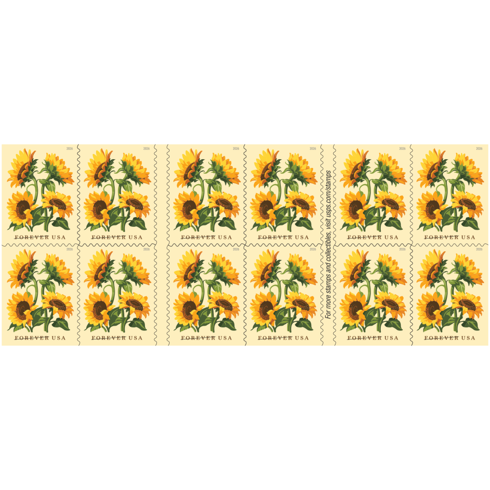 (2026) Sunflowers Forever Stamps, Book of 20